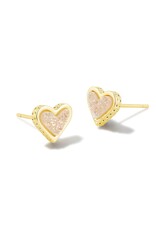 KENDRA SCOTT DESIGN Framed Ari Heart Gold Stud Earrings in Iridescent Drusy KENDRA SCOTT DESIGN Framed Ari Heart Gold Stud Earrings in Iridescent Drusy