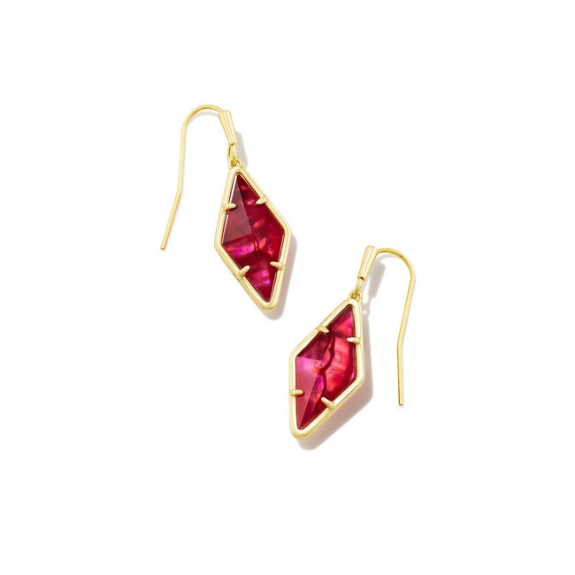 Kinsley Gold Drop Earrings in Raspberry Illusion