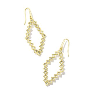 KENDRA SCOTT DESIGN Kinsley Gold Open Frame Earrings in White Crystal
