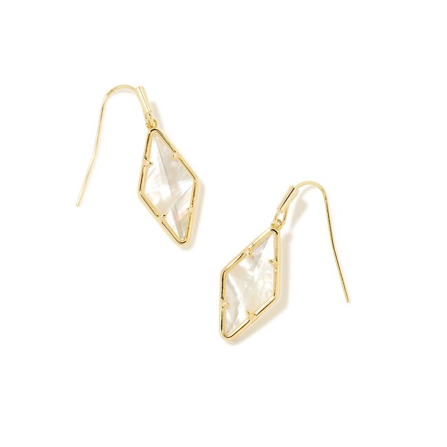 Kendra Scott Kinsley Gold Drop Earrings in Ivory Mother-of-Pearl - Her Hide  Out