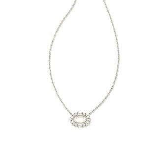 KENDRA SCOTT DESIGN Elisa Silver Crystal Frame Short Pendant Necklace in Ivory Mother-of-Pearl