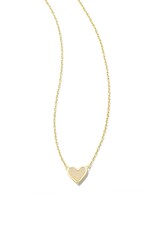KENDRA SCOTT DESIGN Framed Ari Heart Gold Short Pendant Necklace in Iridescent Drusy