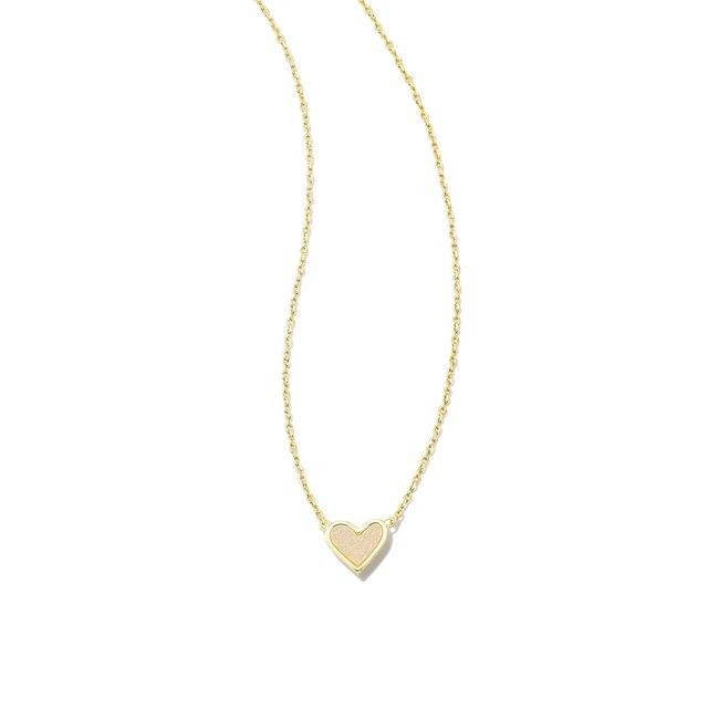 Framed Ari Heart Gold Short Pendant Necklace in Iridescent Drusy