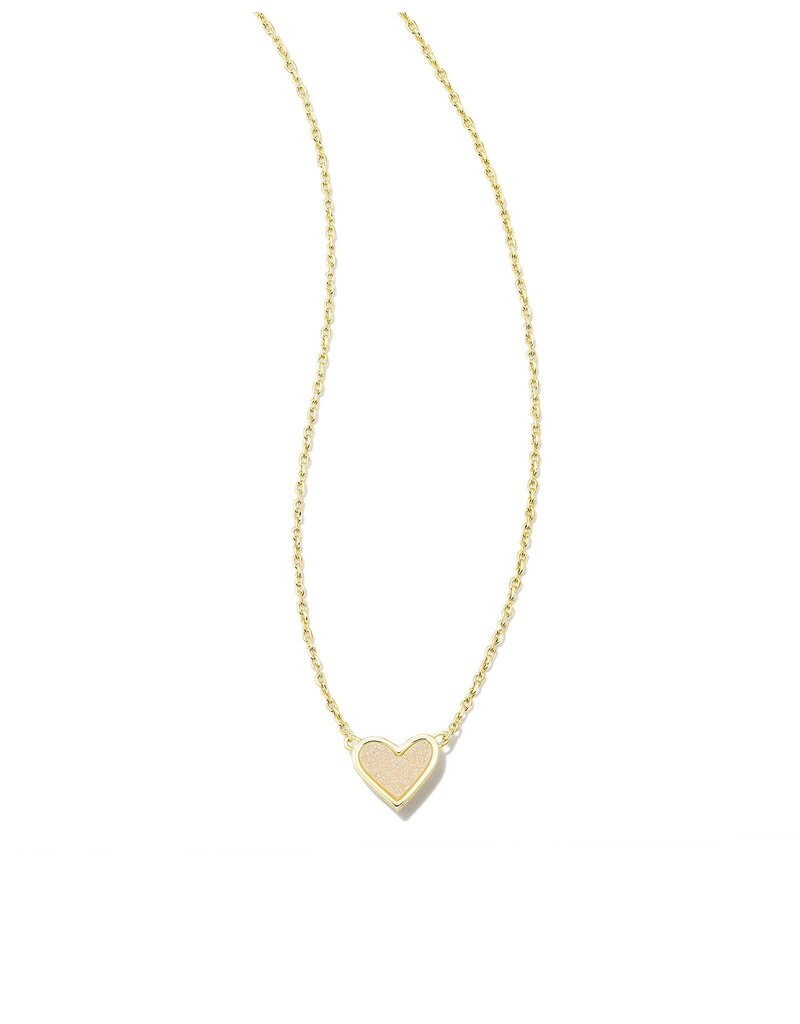 KENDRA SCOTT DESIGN Framed Ari Heart Gold Short Pendant Necklace in Iridescent Drusy