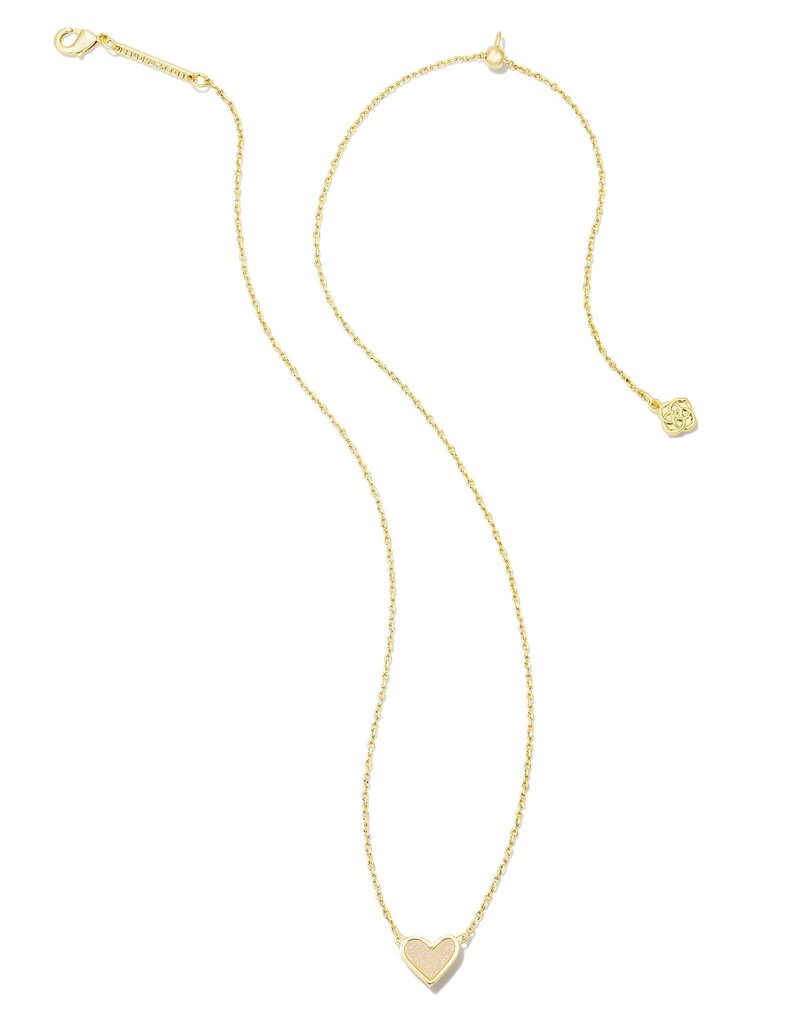 KENDRA SCOTT DESIGN Framed Ari Heart Gold Short Pendant Necklace in Iridescent Drusy