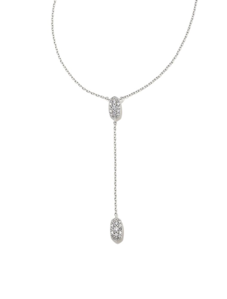 KENDRA SCOTT DESIGN Grayson Silver Y Necklace in White Crystal