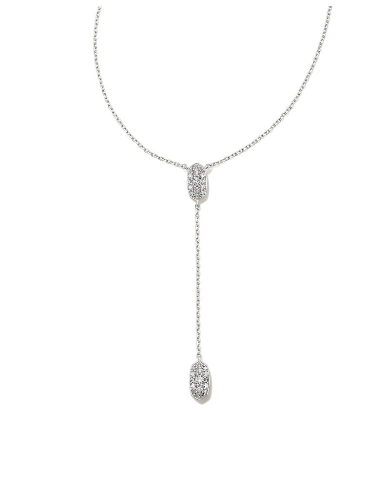 KENDRA SCOTT DESIGN Grayson Silver Y Necklace in White Crystal
