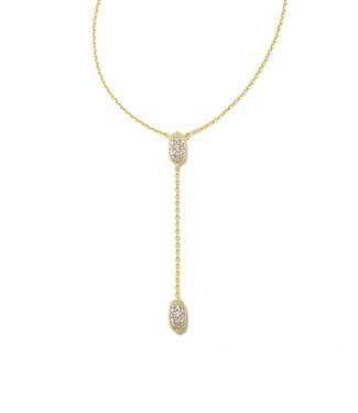 KENDRA SCOTT DESIGN Grayson Gold Y Necklace in White Crystal