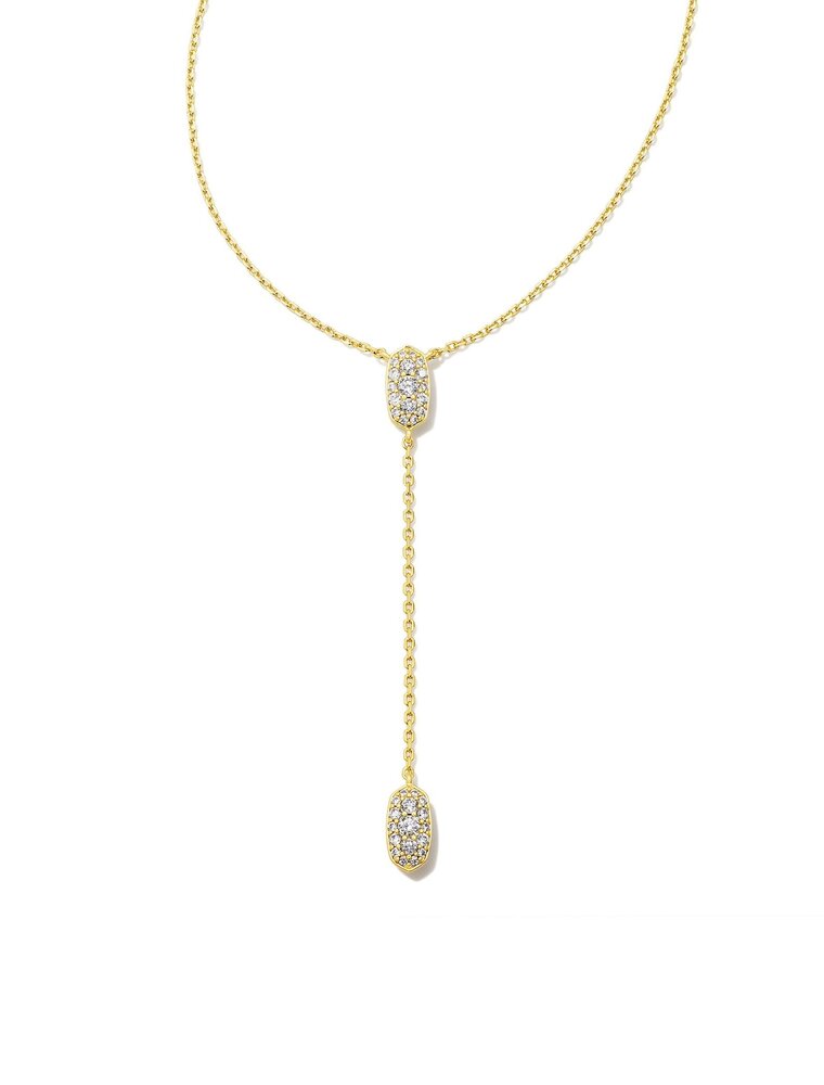 KENDRA SCOTT DESIGN Grayson Gold Y Necklace in White Crystal