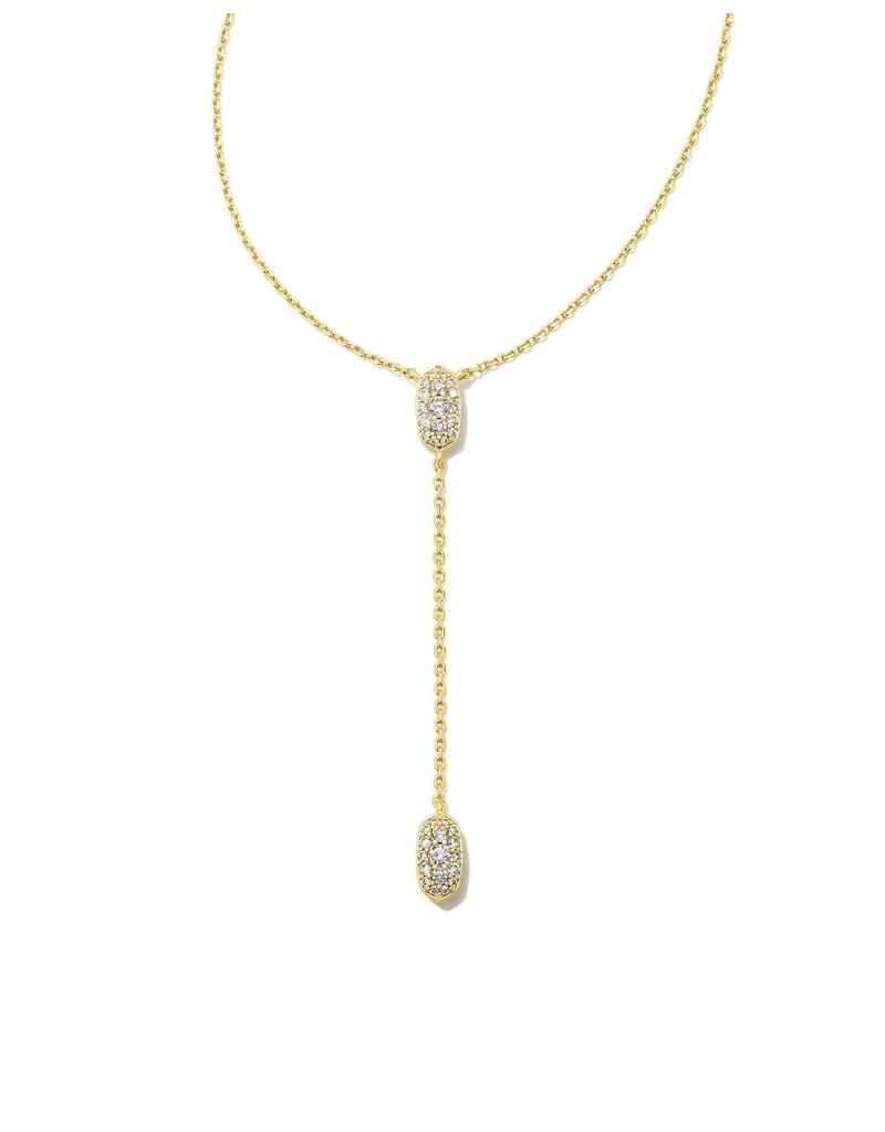 KENDRA SCOTT DESIGN Grayson Gold Y Necklace in White Crystal