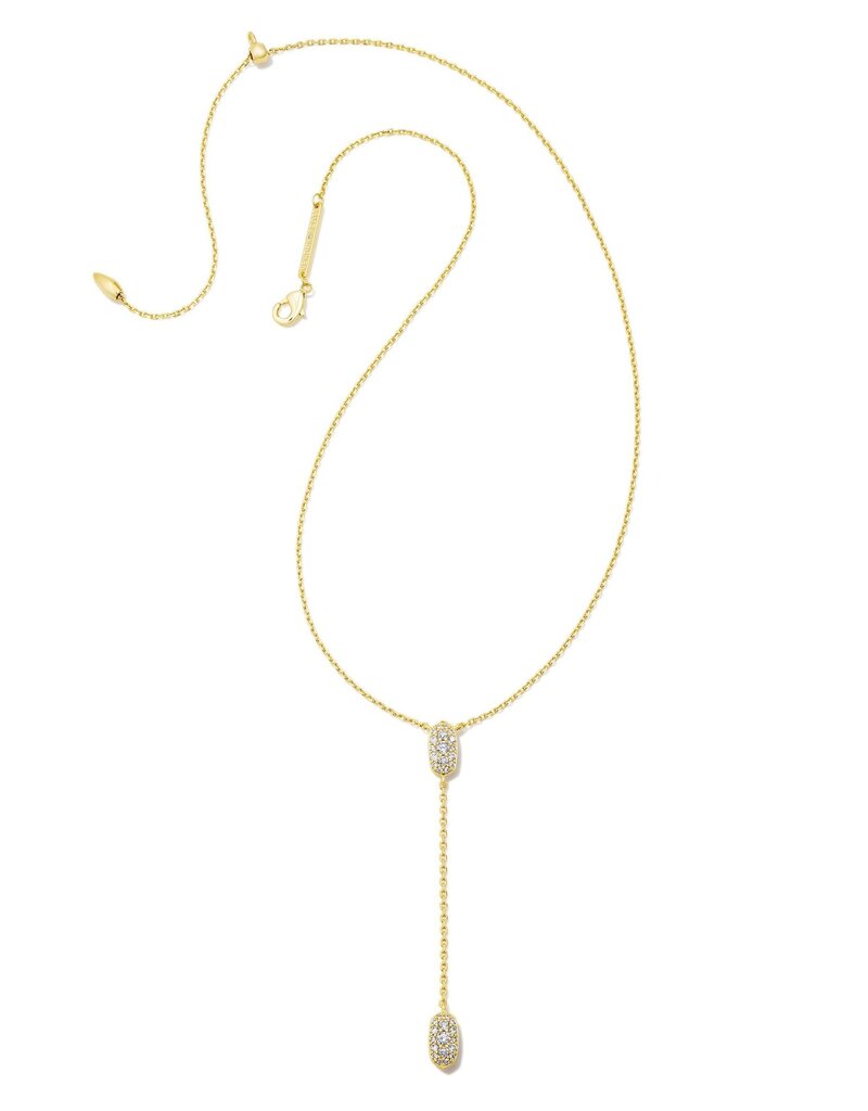 KENDRA SCOTT DESIGN Grayson Gold Y Necklace in White Crystal