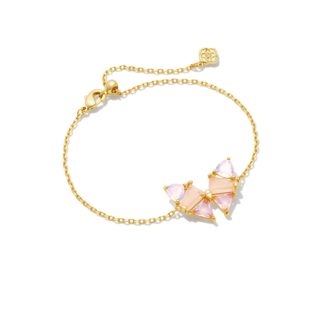 Blair Gold Butterfly Delicate Chain Bracelet in Pink Mix