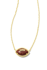 KENDRA SCOTT DESIGN Football Gold Short Pendant Necklace in Orange Goldstone