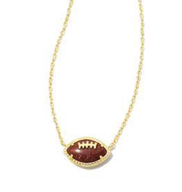 KENDRA SCOTT DESIGN Football Gold Short Pendant Necklace in Orange Goldstone