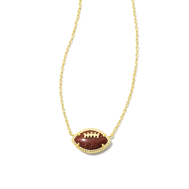 Football Gold Short Pendant Necklace in Orange Goldstone