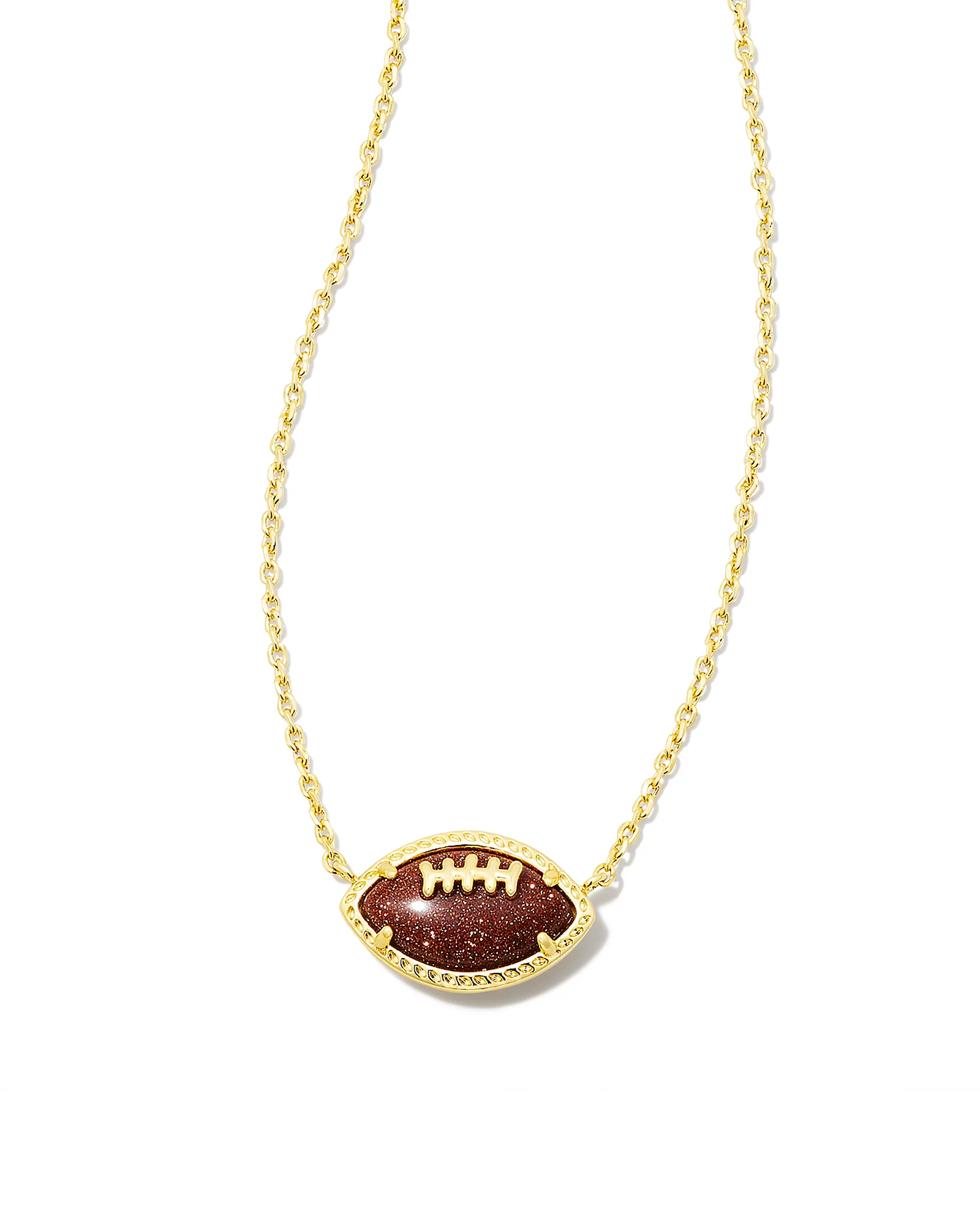 KENDRA SCOTT DESIGN Football Gold Short Pendant Necklace in Orange Goldstone