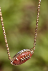 KENDRA SCOTT DESIGN Football Gold Short Pendant Necklace in Orange Goldstone