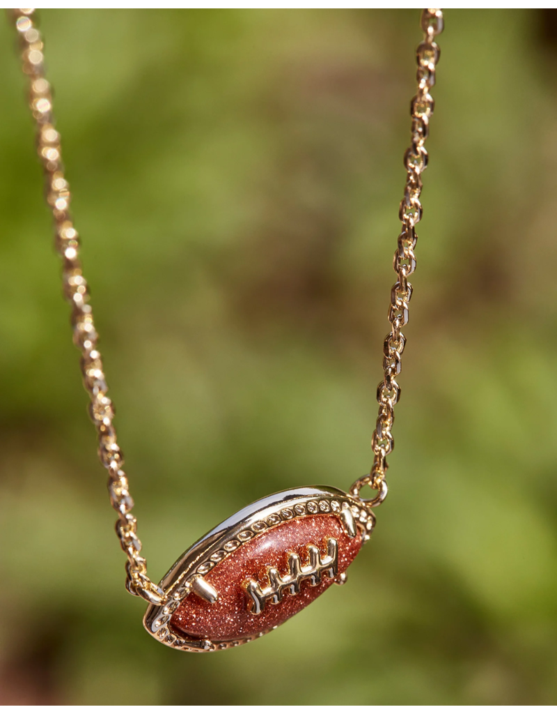 KENDRA SCOTT DESIGN Football Gold Short Pendant Necklace in Orange Goldstone