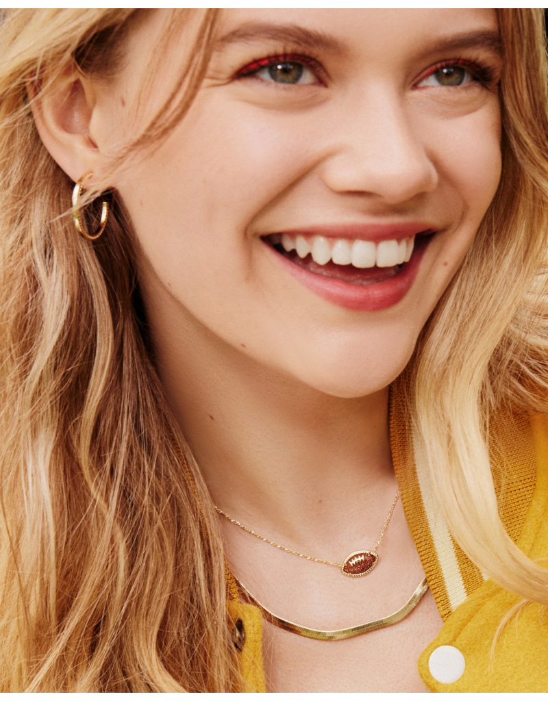 KENDRA SCOTT DESIGN Football Gold Short Pendant Necklace in Orange Goldstone