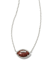 KENDRA SCOTT DESIGN Football Silver Short Pendant Necklace in Orange Goldstone