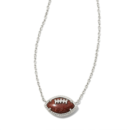 KENDRA SCOTT DESIGN Football Silver Short Pendant Necklace in Orange Goldstone