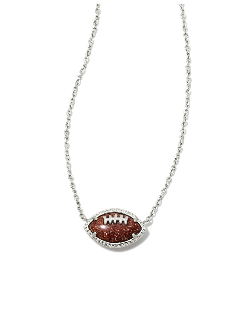 KENDRA SCOTT DESIGN Football Silver Short Pendant Necklace in Orange Goldstone