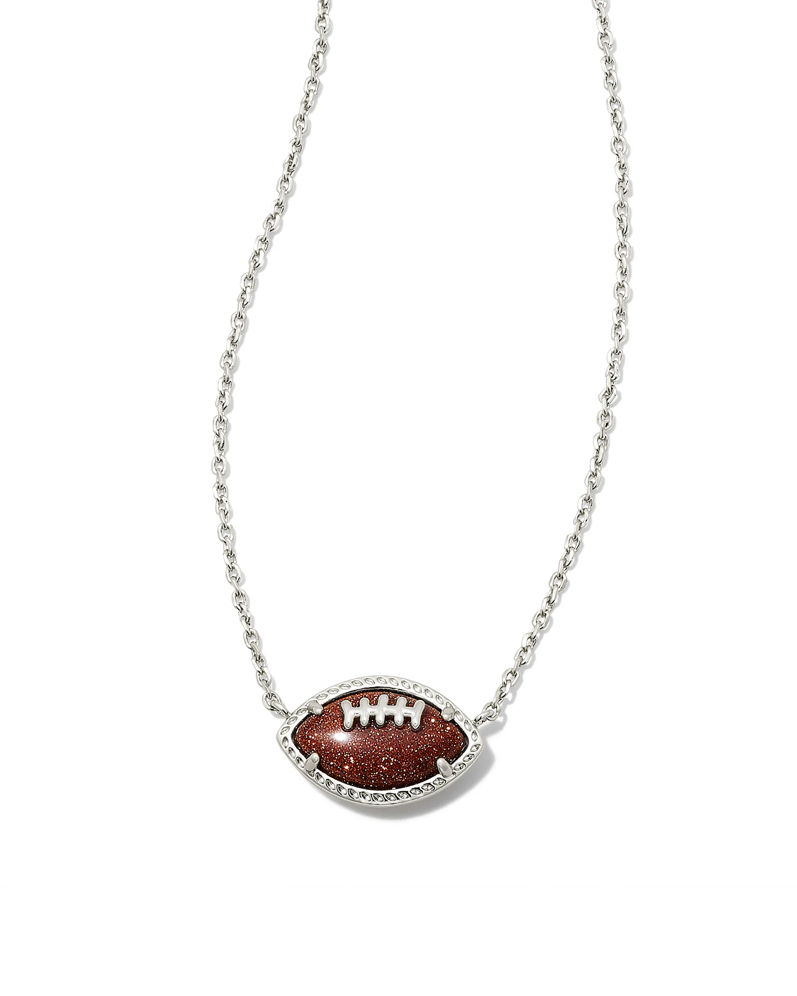 KENDRA SCOTT DESIGN Football Silver Short Pendant Necklace in Orange Goldstone