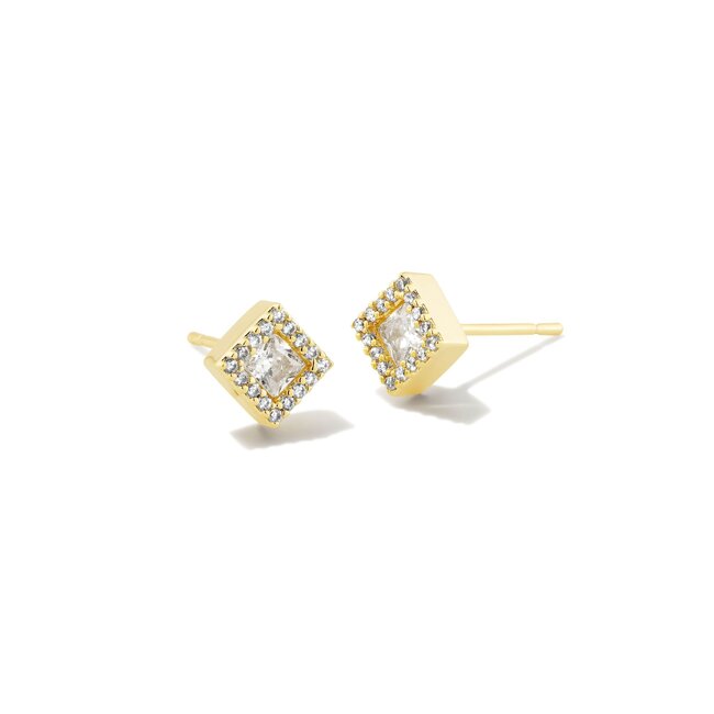 Gracie Gold Stud Earrings in White Crystal