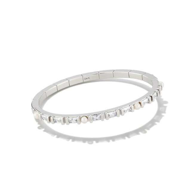 Gracie Silver Bangle Bracelet in White Mix
