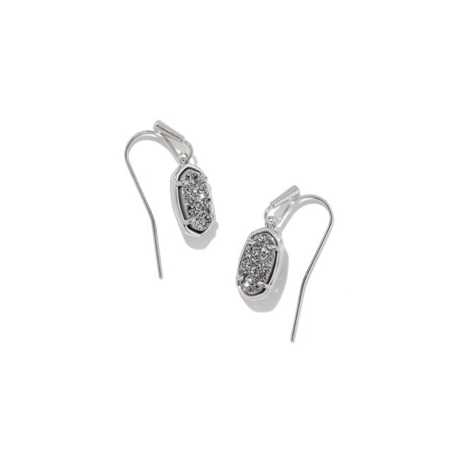 Grayson Silver Drop Earrings in Platinum Drusy