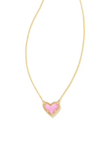 KENDRA SCOTT DESIGN Ari Heart Gold Pendant Necklace in Bubblegum Pink Kyocera Opal