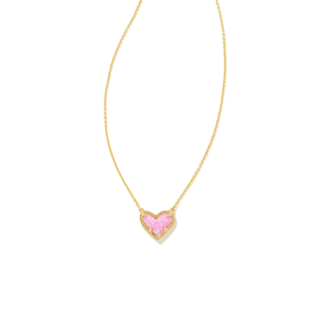 KENDRA SCOTT DESIGN Ari Heart Gold Pendant Necklace in Bubblegum Pink Kyocera Opal