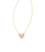 Ari Heart Gold Pendant Necklace in Bubblegum Pink Kyocera Opal