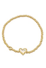 KENDRA SCOTT DESIGN Ari Gold Heart Stretch Bracelet in Ivory Mother-of-Pearl