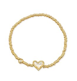 KENDRA SCOTT DESIGN Ari Gold Heart Stretch Bracelet in Ivory Mother-of-Pearl