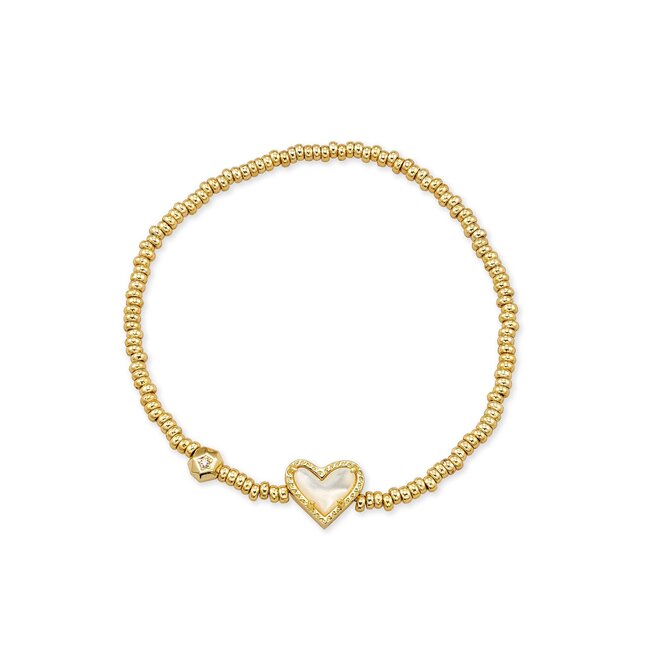Ari Gold Heart Stretch Bracelet in Ivory Mother-of-Pearl