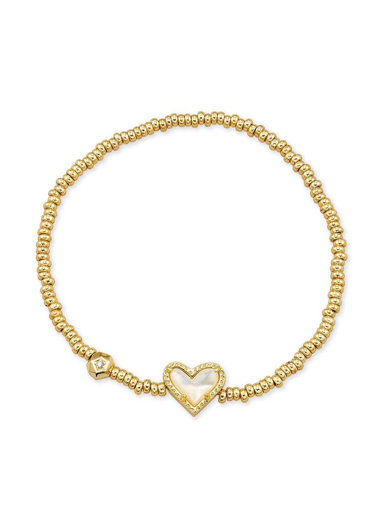 KENDRA SCOTT DESIGN Ari Gold Heart Stretch Bracelet in Ivory Mother-of-Pearl