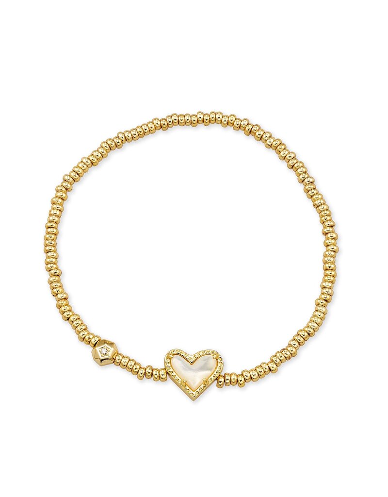 KENDRA SCOTT DESIGN Ari Gold Heart Stretch Bracelet in Ivory Mother-of-Pearl