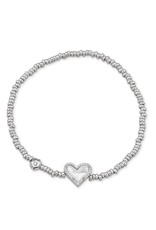 KENDRA SCOTT DESIGN Ari Silver Heart Stretch Bracelet in Ivory Mother-of-Pearl