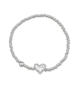 KENDRA SCOTT DESIGN Ari Silver Heart Stretch Bracelet in Ivory Mother-of-Pearl