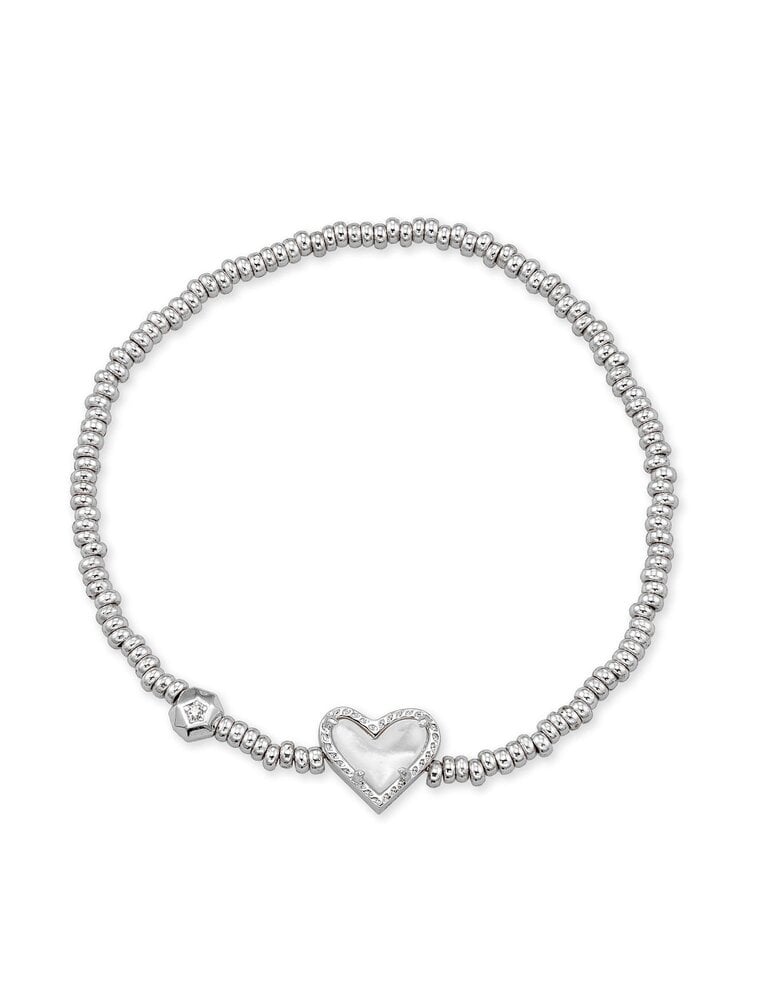 KENDRA SCOTT DESIGN Ari Silver Heart Stretch Bracelet in Ivory Mother-of-Pearl