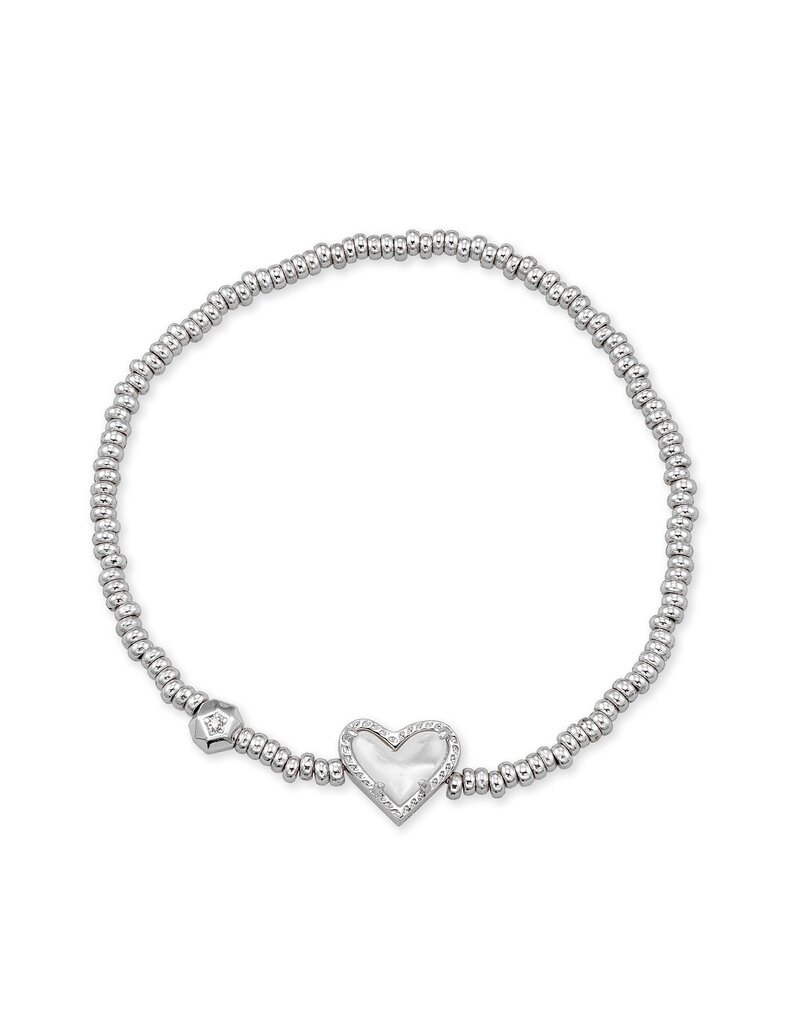 KENDRA SCOTT DESIGN Ari Silver Heart Stretch Bracelet in Ivory Mother-of-Pearl