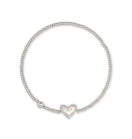 KENDRA SCOTT DESIGN Ari Silver Heart Stretch Bracelet in Dichroic Glass