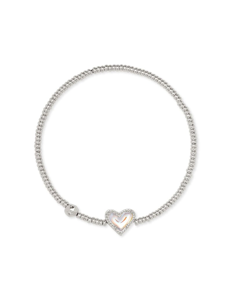 KENDRA SCOTT DESIGN Ari Silver Heart Stretch Bracelet in Dichroic Glass