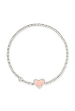 KENDRA SCOTT DESIGN Ari Silver Heart Stretch Bracelet in Rose Quartz
