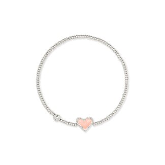 KENDRA SCOTT DESIGN Ari Silver Heart Stretch Bracelet in Rose Quartz