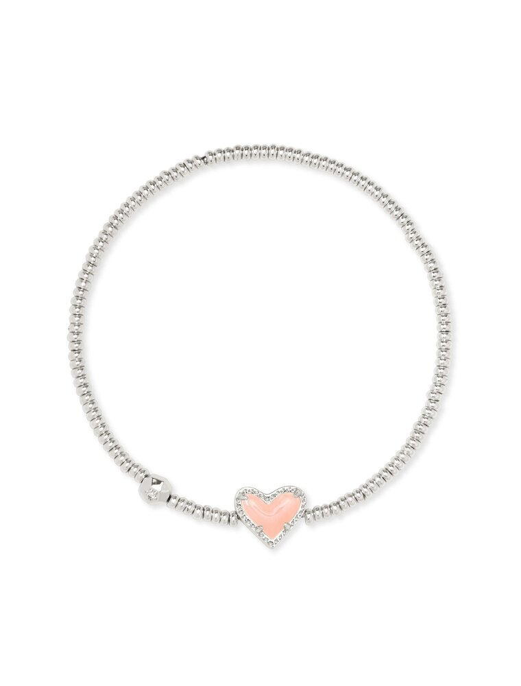 KENDRA SCOTT DESIGN Ari Silver Heart Stretch Bracelet in Rose Quartz
