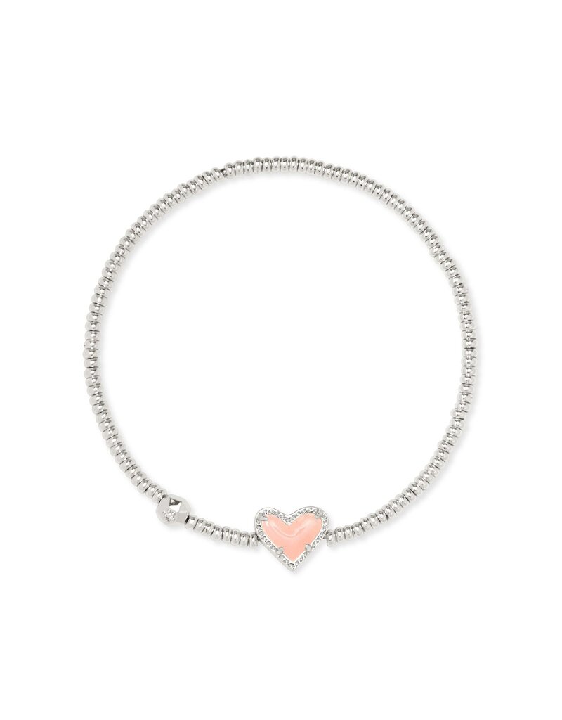 KENDRA SCOTT DESIGN Ari Silver Heart Stretch Bracelet in Rose Quartz