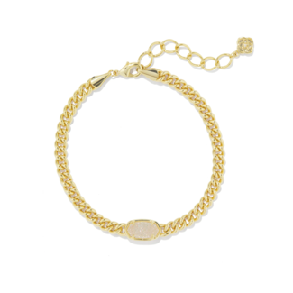 KENDRA SCOTT DESIGN Grayson Gold Delicate Link and Chain Bracelet in Iridescent Drusy