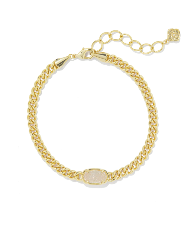 Grayson Gold Delicate Link and Chain Bracelet in Iridescent Drusy